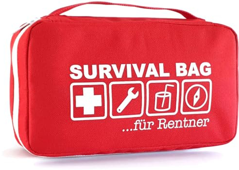 HAPPY DIKDIK Survival Bag für Rentner - Originelles Ruhestand Geschenk für Mann/Frau zur Rente - Lustiges Renteneintritt Geschenk - ohne Inhalt