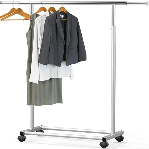 Simple Houseware Standard Rod Garment Rack, Silver