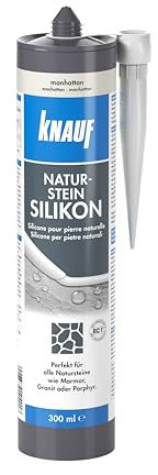Knauf Naturstein-Silicon – Hochleistungs, Stein-Silikon zum Abdichten, ideal geeignet für das Verfugen von Marmor und Granit, 300-ml, Manhatten