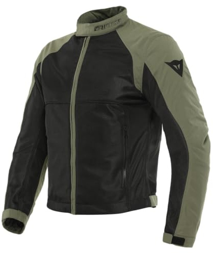 Dainese - Sevilla Air Tex Jacket, Giacca Moto Uomo Estiva, Giubbotto Traspirante e Leggero con Mesh Traforata per Massima Libertà di Movimento, Nero/verde scuro