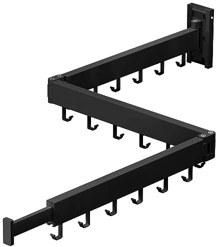 ZdwCyl Wall Mounted Clothes Airer - Retractable Dryer Rack for Laundry, Space Saving, Foldable (3 Pin) Sandy Coating 3z-b01