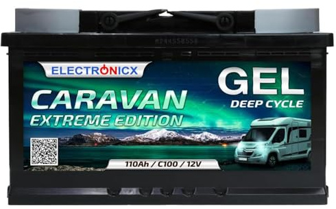 Electronicx GEL-förbrukningsbatteri husvagn Extrem 12V 110Ah – 315x175x190 mm – Båt, Van, Husbil, Camping GEL-batteri – Pluspol höger – underhållsfritt