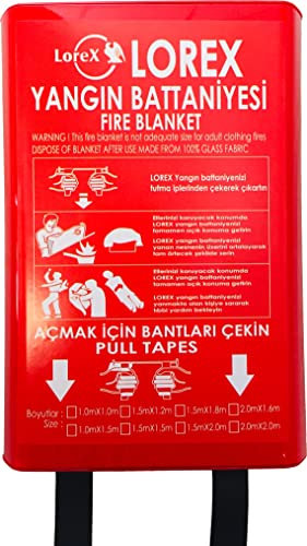 LOREX LR-FB1015B Feuerlöschdecke 100cm x 150cm aus Glasfasergewebe in Box
