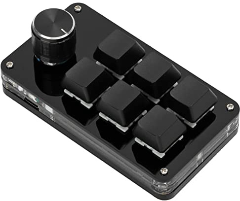 VBESTLIFE One-Handed Mechanical Gaming Keypad, 12-Key Programmable Macro Keyboard with Knob, Black
