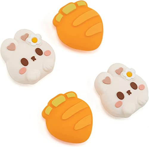 GeekShare Süße Silikon-Halloween-Joycon-Daumen-Griffkappen, Joystick-Abdeckung, kompatibel mit Nintendo Switch / OLED / Switch Lite, 4 Stück – Hase und Karotte