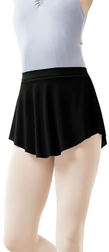 Daydance Jupe de Ballet à Enfiler en Maille pour Adolescentes de 12 à 14 Ans, Femme, Maille Noire., Taille XL