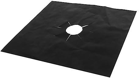 Antihaft Backofeneinlage 27x27 Cm Schwarz für Gasherd | Ptfe Kunstharz, Vorgefräste Mittelöffnung, Wiederverwendbar, Leicht zu Reinigen, 1 Stück