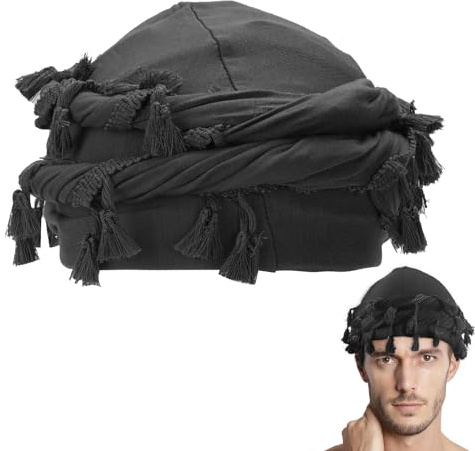 Adorila Durag Halo Turban Wraps aus Baumwolle, mit Satin gefüttert, einzigartiges Design, Turban für Damen und Herren, Quastenmütze für den Alltag