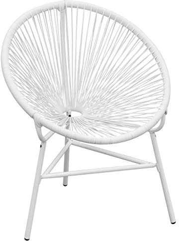 KTHLBRH Gartenstuhl Poly Rattan Weiß, Balkonstühle Freizeitstühle Outdoor-Stühle Terrassenstühle für Terrassen, Gärten, Decks