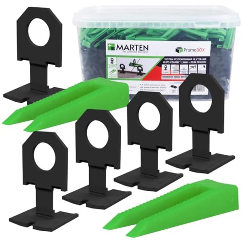 MARTEN Fliesen Nivelliersystem Clips Keile 1-3 mm Fliesen Leveling System Set Fliesen Nivellierclips Kunststoff Fliesenkeile & Fliesen Abstandshalter – Fliesen Verlegehilfe für Boden und Wandfliesen