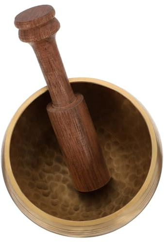 BESTonZON Kupferfarbene Buddhistische Schale Mit Stab Für Meditation Und Yoga Traditionell Handgehämmert Musikinstrument Für Und Stressabbau