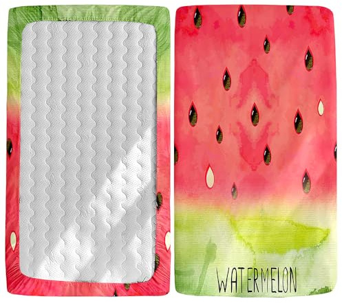 Morbuy Spannbettlaken Babybett, Weiche Spannbettlaken Kinderbett, Spannbettlaken für Kinderbett, 3D-Fischschuppen-Druck Stubenwagen Bezug Kinderwagen Matratzenbezug (Sommer-Wassermelone,140x70cm)