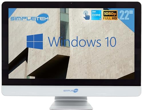 SIMPLETEK All in One AiO Touch Screen | 22 Full HD Core i3 3120M 2.5GHz Windows 10 Pro | 8GB RAM SSD 240GB | Webcam, pantalla táctil Speaker internos + ratón teclado inalámbrico | Ordenador de