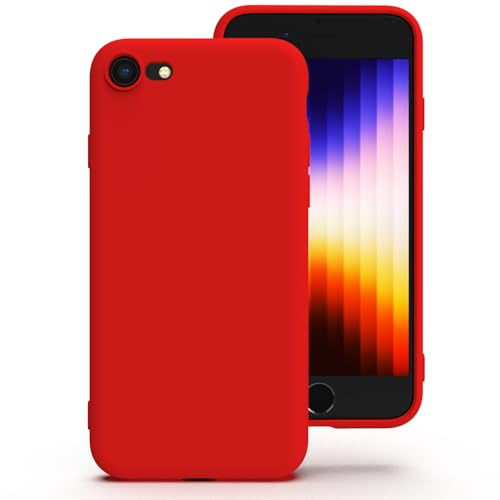 Zuvirelx Silikon Handyhülle für iPhone SE 2nd 3rd 2020/2022, iPhone 8/7 Hülle, Weiches Griff, Dünne, Minimalistisch, Stoßfest, rutschfest, Taschenpassend - Rot