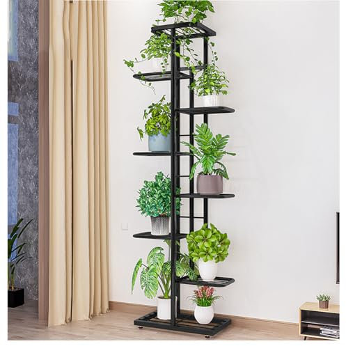 Lidzopas Soporte para flores de 8 niveles, metal, 141 cm, esquina para plantas, para interior y exterior, varias escaleras para plantas, para balcón, jardín, salón