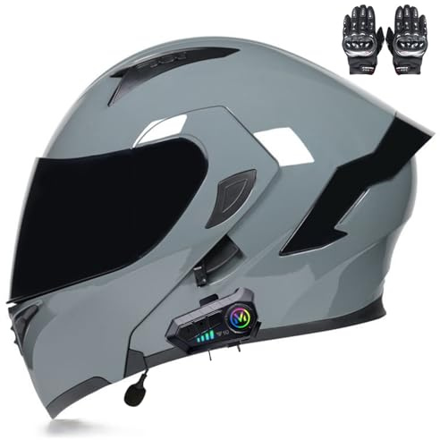 Beyswage Motorradhelm Klapphelme Integralhelm klappbar mit Bluetooth Doppelvisier, Herausnehmbares Futter, ECE-Zertifizierter Motorbike Helmets für Erwachsene Herren Damen M-XXL(55-62CM)