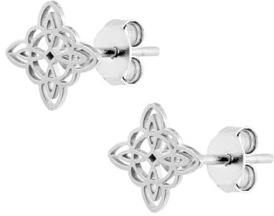 Pendientes Nudo de bruja para Mujer Acero Inoxidable amuletos Celta trisquel (Nudo de Bruja Celta Plateado.)