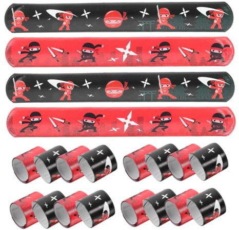 TOYANDONA Ninja Klatscharmbänder Kinder 24 Stück Klatscharmband Mit Ninja Muster Robust Farbecht Kompakt Für Party Gastgeschenke