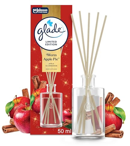 Glade Reed Diffuser, Home Fragrance Infused with Essential Oils, Room Freshener With Up to 5 Weeks of Continuous Fragrance, Limited Edition Christmas Air Freshener, Warm Apple Pie, 50ml