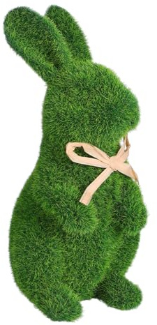 ZUNOXAZ Beflockte Osterhasenfigur Grün Große Tischdekoration Vielseitig für Innen Außen Osterfest Kaninchen Deko Frühling Garten Feier