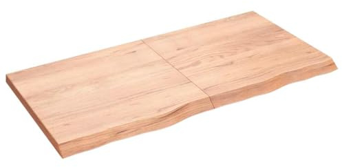 QUAHEAS Tischplatte Hellbraun 120x60x(2-4) cm Massivholz Eiche Behandelt, Klappbar, Naturkante, für Zuhause & Gewerbe, Robust