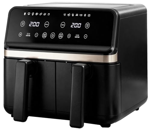 Dual Air Fryer with Large Double Drawers 8L Airfryer 12-in-1 for Family Fry Bake Roast and More Nonstick Basket Digital Dishwasher Safe 2200W