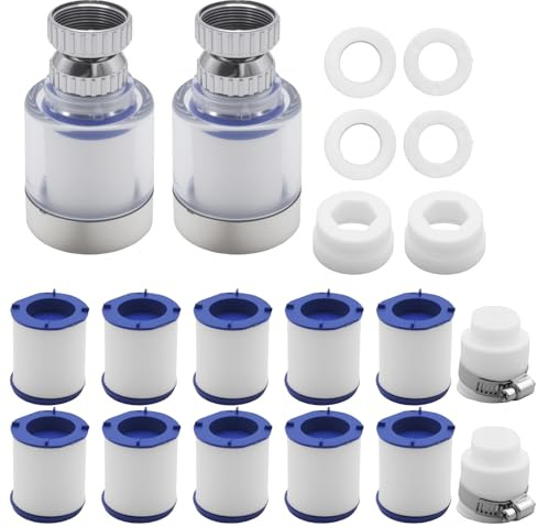 MospdyGear 2 Sink Tap Water Filters with 10 Cartridges for Lasting Use, 360° Rotating Faucet Water Filter System, Purifies Hard Water and Removes Heavy Metals