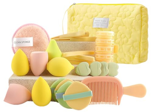 Beginner Makeup Tool Set - Foundation Blender Sponge Kit, Cosmetic Accessories Brush Set | Komplett Cosmetic Brush Sponge Applicator Kit, Travel Makeup Case Organizer för kvinnor tonåringar mamma