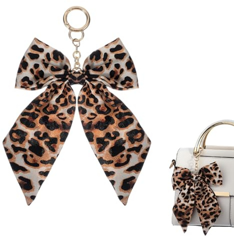 OuryTech Schlüsselanhänger Damen, Taschen Anhänger Als Bag Charm Mit Leo Schleife Für Handtaschen Rucksäcke Und Schlüssel