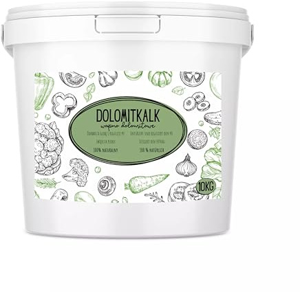 Dolomitkalk 10kg Naturkalk für Rasen und Garten im praktische Verpackung Eimer- Bodenkalk Calcium Magnesium - Gartenkalk gegen Moos im Rasen - Rasenkalk Bodenverbesserer für Gartenboden und Landwirtsc