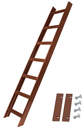 Alu Dachleiter Set Rotbraun, 5,88 m mit Dachhaken (50 mm, gekröpft für Dachsparren, für Pfannenziegel) inklusive Auflageschutz und Aushebesicherung, Made in Germany, DEKRA geprüft