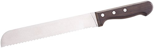 Rosenstein & Söhne Küchenmesser Edelstahl: Brotmesser mit 20-cm-Klinge und Griff aus Blackwood-Holzgriff (Brotmesser Wellenschliff, große)