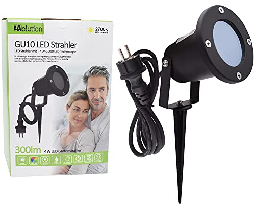 Lumare LED Gartenstrahler Warmweiß | 4W | IP65 spritzwassergeschützt | Erdspieß&Anschlusskabel | GU10 | Weg- & Gartenbeleuchtung