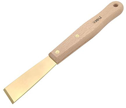 Chili Tools 1-1/4 Brass Chisel Scraper with Long Wooden Handle
