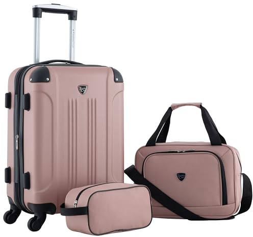 Travelers Club Chicago Hardside Expandable Spinner Luggages, Rose Gold, 3 Piece Set, Chicago Hardside Expandable Spinner Luggage