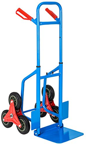 tectake® Staircart 200 kg - sturdy sack barrow with climbing wheels, 3-wheel system, stable steel tube frame and ergonomic handles for transportation, moving and delivery in home and garden