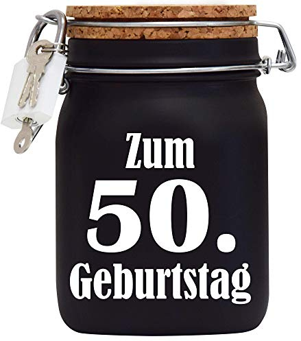 Spardose zum 50. Geburtstag Geld Geschenk Idee Schwarz L