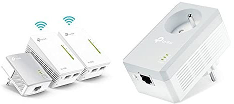 TP-Link Kit CPL 600 Mbps + WiFi 300 Mbps Avec Ports Ethernet, Prise Intégrée - TL-WPA4220T KIT & TL-PA4015P
