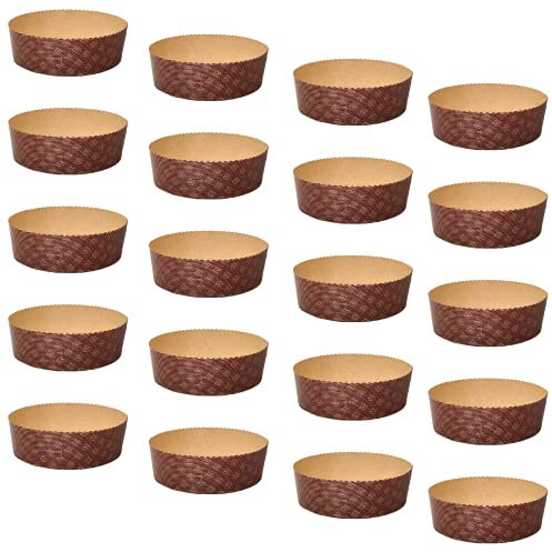 Moule Panettone Bas 500 gr Qualité Premium (20 pièces) - Caissettes Panettone Professionnelles en Papier Ondulé de Pure Cellulose Micro-onde Conçu pour Panettones, Résistant à la Chaleur 220°C