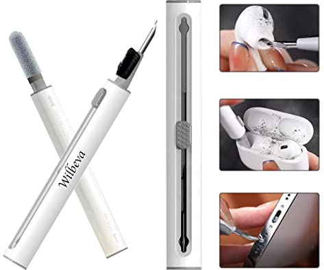 Cleaner Kit for Airpods, Bluetooth Earbuds Cleaning Pen for Airpods Pro 1 2 3 Samsung MI Android Earbuds, 3 in 1 Compact Multifunctional Headphones Case Cleaning Tools with Soft Brush (3-in-1 Cleaner)