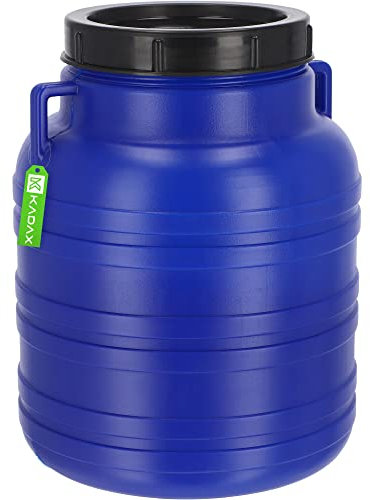 KADAX Plastic Barrel 20L, Large Water Container with Lid, Multifunctional Drum with Wide Opening for Pickle Fermentation and Food Storage (Blue)