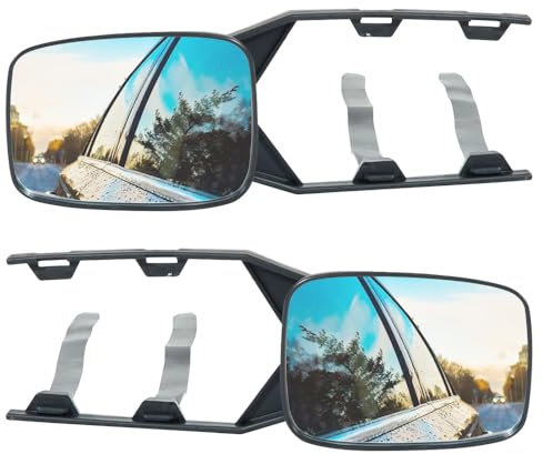 Riloer Abschleppverlängerung, Universal Wohnwagen Spiegel Flachspiegel, 2 Stück Auto Wohnwagen Van Lkw Anhänger Touring Ersatz Doppelglas Außenspiegel Wohnwagenspiegel, Schwarz