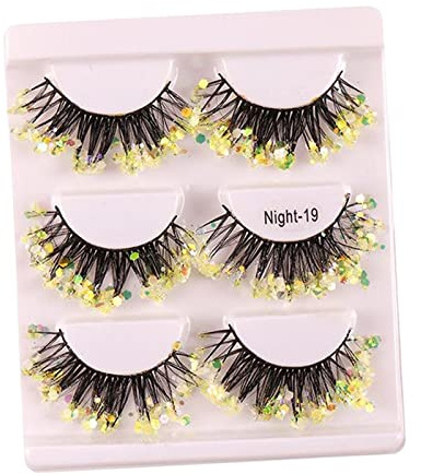 Sharplace 3 Paar leuchtende falsche Wimpern, Wimpern, Glitzer-Wimpern, falsche Wimpern für Partys, GELB