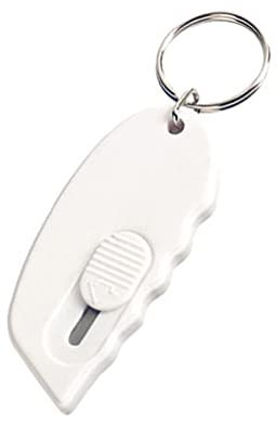 1 Stück Mini Cuttermesser, Mini Sicherheitsklinge Box Öffner, Sicherheits-Cuttermesser Kartonöffner Schlüsselanhänger Brieföffner (Weiß)
