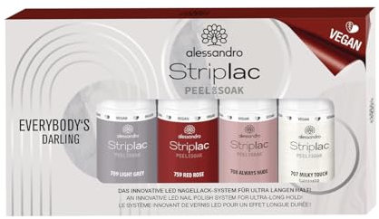 alessandro Striplac Peel or Soak - EVERYBODY`S DARLING Set - Farbset - VEGAN - LED-Nagellack- Für perfekte Nägel in 15 Minuten - 4x5ml