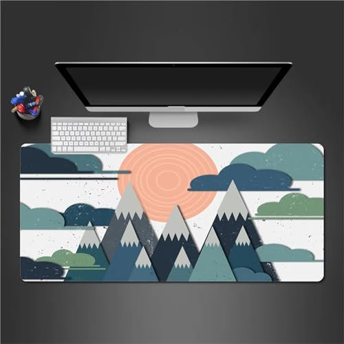 QiHon Gaming Mauspad XXL Cartoon Landschaft Großes Mauspad Schreibtischauflage mit Vernähte Kanten Einer speziellen Oberfläche verbessert Geschwindigkeit und Präzision 700x300x2mm