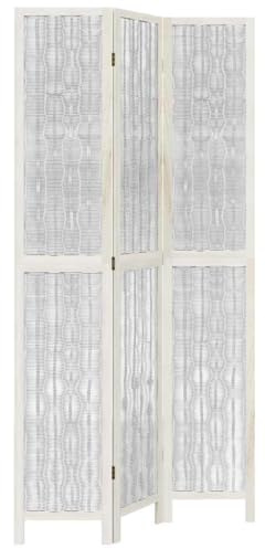 vidaXL Raumteiler 3-TLG., Paravent Faltbar, Trennwand für Innenbereich, Spanische Wand Sichtschutz Umkleide, Weiß Massivholz Paulownia