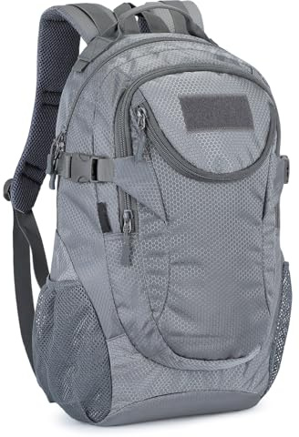 VINBAGGE Militär Rucksack Molle Taktische Motorrad Wanderrucksack Outdoor Wasserdicht Trekkingrucksack 25L Campus Jagdrucksack Schulrucksack Jungen Daypack für Herren Damen Grau
