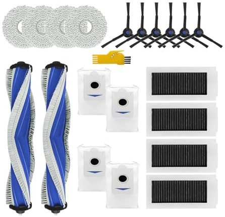 Laimaiou Accessoires pour ECOVACS DEEBOT X5 Omni Robot Aspirateur Pièces de rechange 20 Packs 2 Brosses principales, 4 Filtres, 6 Brosses latérales, 4 Serpillières, 4 Sacs à poussière
