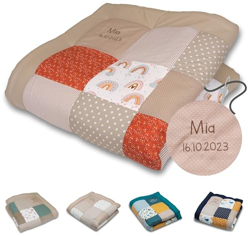 ULLENBOOM personalisierbare Krabbeldecke für Baby 120x120 cm - Dick & weich | Perfekt als Geschenk, Außenmaterial: 100% Baumwolle, OEKO-TEX zertifiziert, Made in EU, Schadstoffgeprüft, waschbar